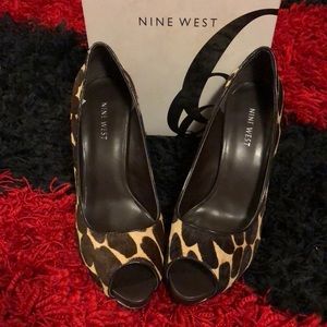 Nine West Brown Medium Pony hair Heels 8